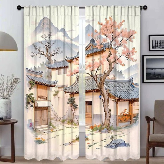 Elegante halbtransparente Raumvorhänge für dein Wohnzimmer mit Herbst- und Halloween-Motiv, 2er-Set, Mehrfarbig, Breite: 50 cm, Höhe: 70 cm - Bild 1