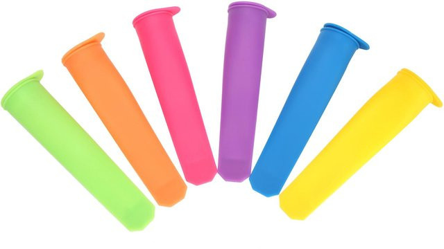 6er Set Silikon Eisform für Eis am Stiel mit Deckel, Mehrfarbig, BPA-frei und auslaufsicher - Bild 1