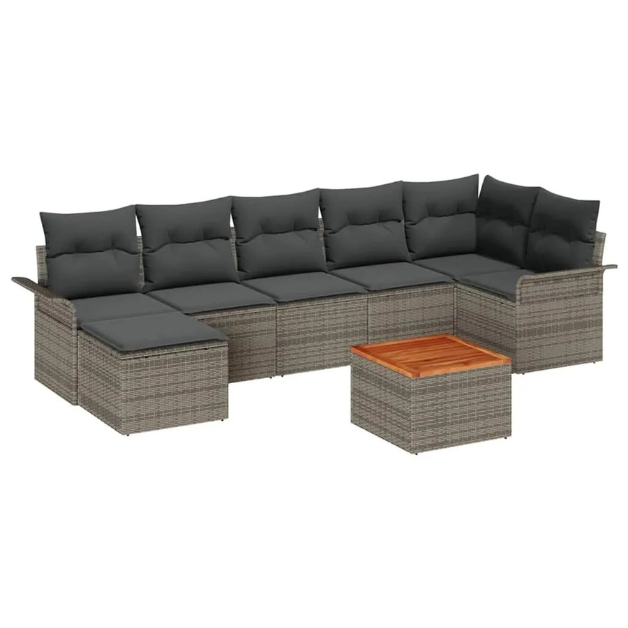 vidaXL Gartensofa-Set aus Poly-Rattan mit integriertem Speicher, 8-teilig, Grau - Bild 2