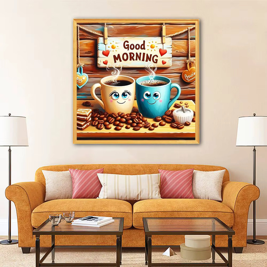 HUACAN Diamantmalerei Kaffee Cartoon Bild mit Strass-Mosaik für moderne Dekoration - Bild 3