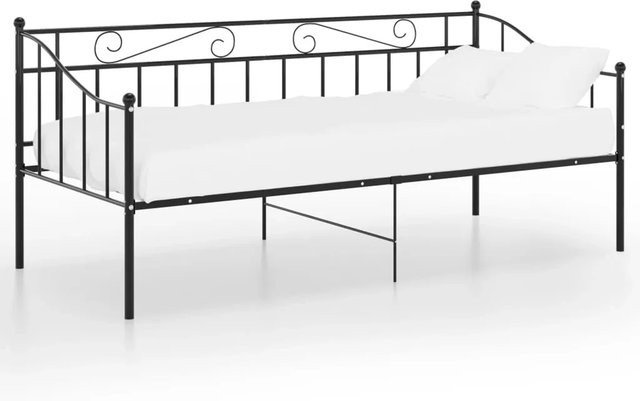 vidaXL Schlafsofa Bettgestell aus pulverbeschichtetem Metall in Schwarz, B/T/H: 90 x 200 cm - Bild 1