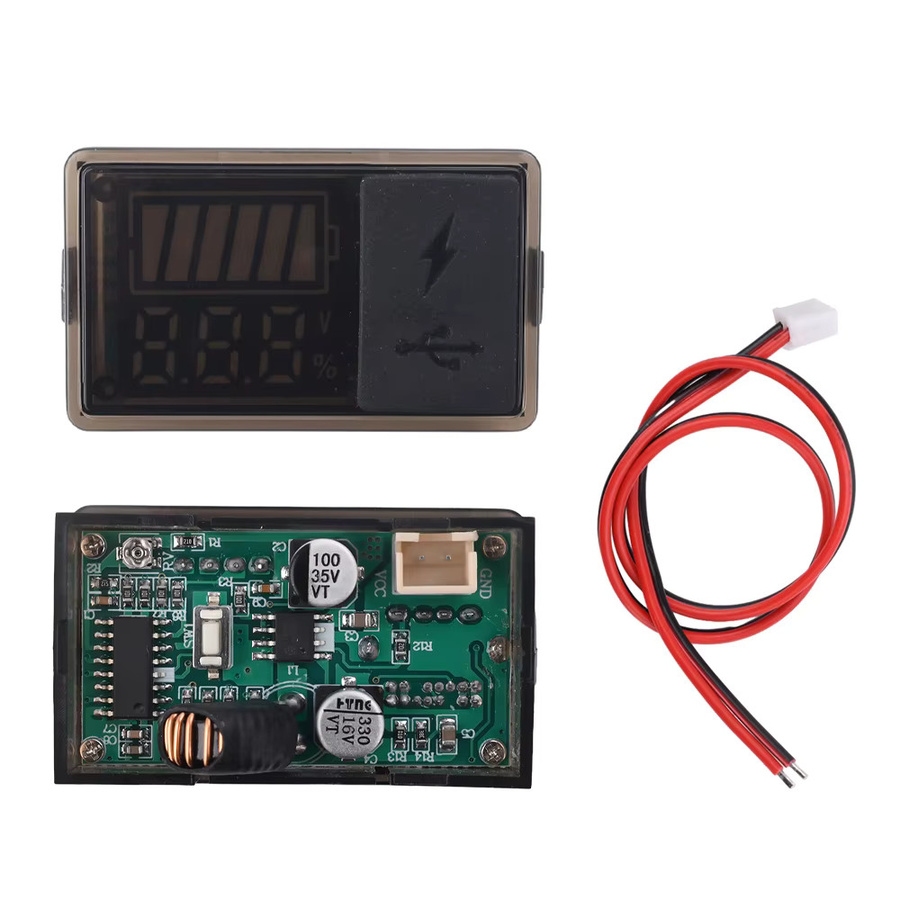 Aideepen LED-Stromanzeigegerät mit USB und Typ-C für Lithium- und Säurebatterien, Schwarz, DC 8-30V - Bild 5
