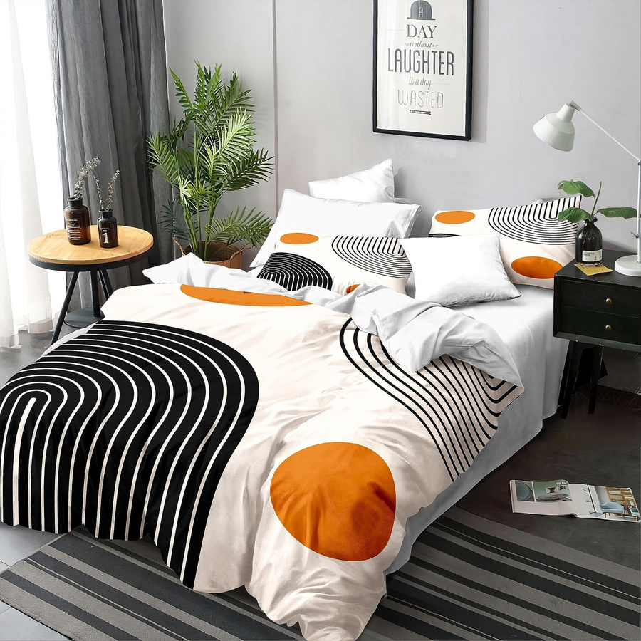 Mid Century Modern Bettwäscheset mit abstraktem geometrischem Design, B/B: 135 x 200 cm, Mehrfarbig - Bild 3