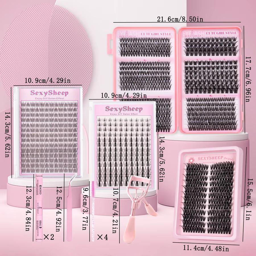 SEXYSHEEP Wimpernverlängerungs-Set mit Wimpernbüscheln, Wimpernkleber und Versiegelung, Unisex - Bild 2