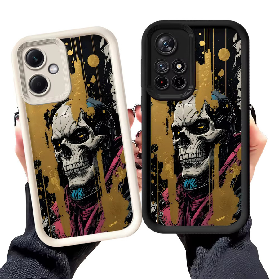 Handyhülle mit gotischem Totenkopf Design für Xiaomi Redmi Note 14 Pro Plus, 13C, 12, 11s und weitere Modelle, Multicolor - Bild 5