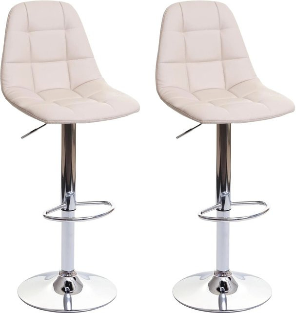 PROREGAL 2er-Set Barhocker gepolstert mit Lehne in Beige aus Kunstleder, höhenverstellbar, Sitzhöhe: 61 cm - Bild 1