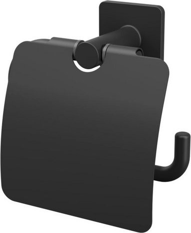 LENZ Toilettenpapierhalter KOVA aus Metall in Schwarz-matt zur Montage durch Kleben oder Bohren - Bild 1