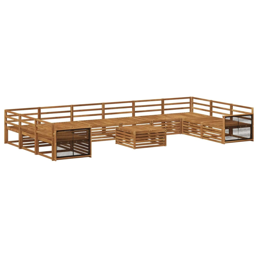 vidaXL Sofagarnitur aus Massivholz Akazie in Braun mit Latten-Design, 11 Stück - Bild 2