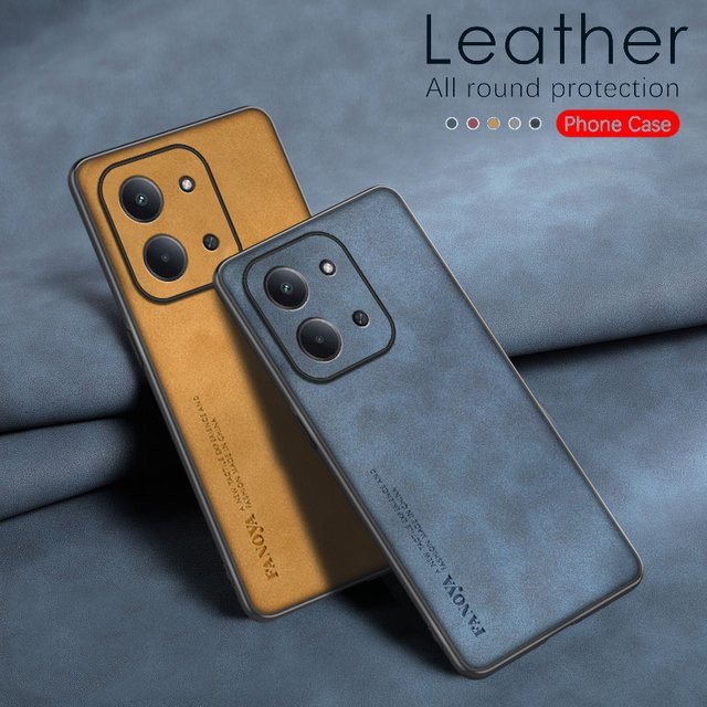 Xiaomi Redmi 15C 4G Schutzhülle aus Lammfell-Leder in Blau mit TPU-Stoßstange - Bild 1