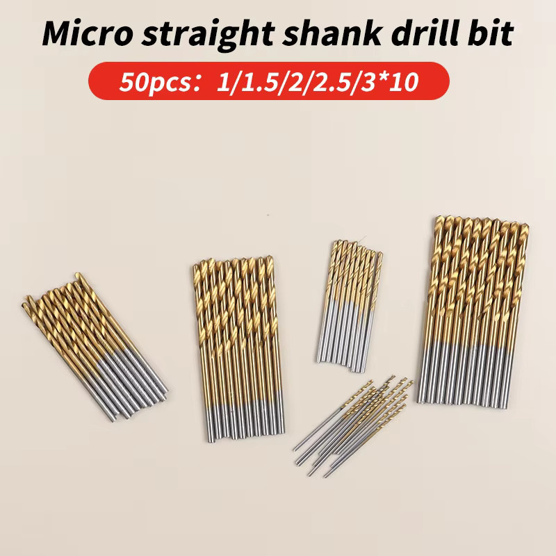 50-teiliges HSS-Mikrobohrer-Set aus Schnellarbeitsstahl mit Titanbeschichtung in Gold, Durchmesser: 1 mm, 1,5 mm, 2 mm, 2,5 mm, 3 mm - Bild 2