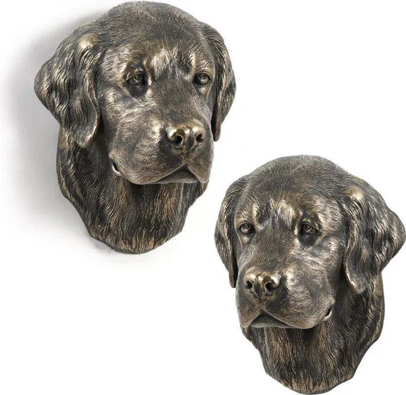 Art-Dog Golden Retriever Hundestatue als hängende Büste aus Kunstharz und Metall in Braun - Bild 1