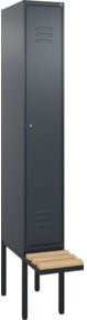 C+P Spind Classic PLUS Garderobenschrank mit Sitzbank, 1 Abteil, Anthrazit/Schwarz, B/T/H: 212,0 x 30,0 x 81,5 cm - Bild 1