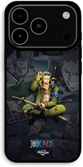 Maniacase iPhone 17 Pro Max Hülle mit One Piece Zoro Manga Anime Design in Schwarz und Multicolour - Bild 1