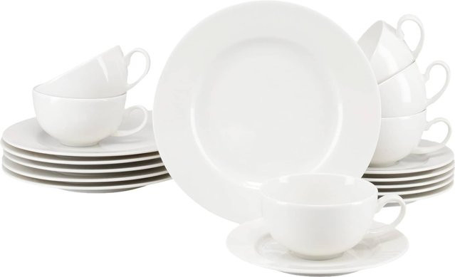 CreaTable Venice Teeservice 18-tlg Geschirrset aus Porzellan für 6 Personen in Weiß - Bild 1