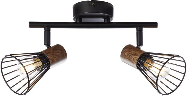 Brilliant Lampe Manama Spotrohr 2-flammig aus Holz und Metall in Dunkelbraun und Schwarz Matt mit schwenkbaren Köpfen und E14 Fassung - Bild 1