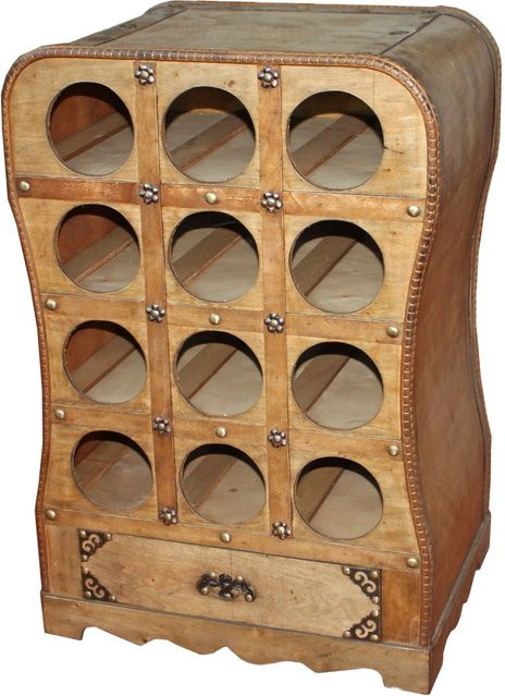 DELUKE Weinregal im Kolonialstil aus Holz in Hellbraun, B/T/H: 61 x 31 x 41,5 cm - Bild 1