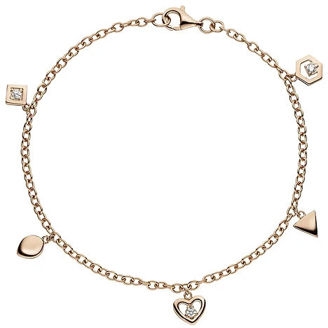 Colfem Armband 925 Sterling Silber, rotgold vergoldet, 3 Zirkonia, 19 cm - Bild 1