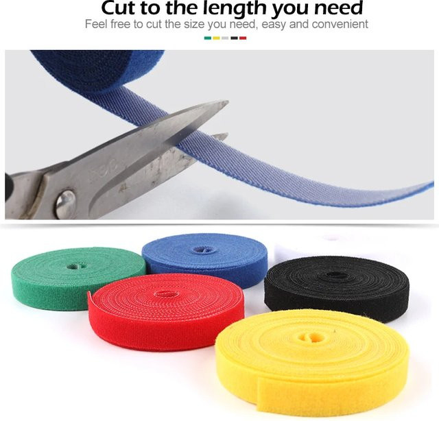 Wiederverwendbare Nylon-Kabelbinder zum Zuschneiden für Kabelmanagement und Kabelschutz, Farben: Weiß und Mehrfarbig, Länge: 5 m - Bild 1