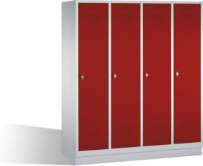 C+P Umkleidespind Classic auf Sockel mit 4 Abteilen, Front Rubinrot, Korpus Lichtgrau, H x B x T: 180 x 159 x 50 cm - Bild 1