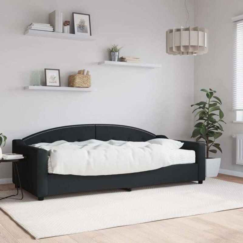 vidaxl Polsterbett Tagesbett mit Matratze aus Stoff und Metall in Schwarz B/T/H: 200 x 90 x 0 cm - Bild 1
