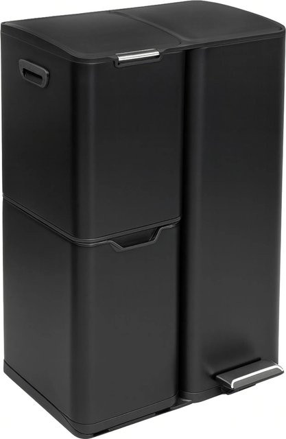 Osoltus 3-Fach Sortierer Mülleimer Petrona Schwarz Lackiert (13L + 17L + 30L) - Bild 1