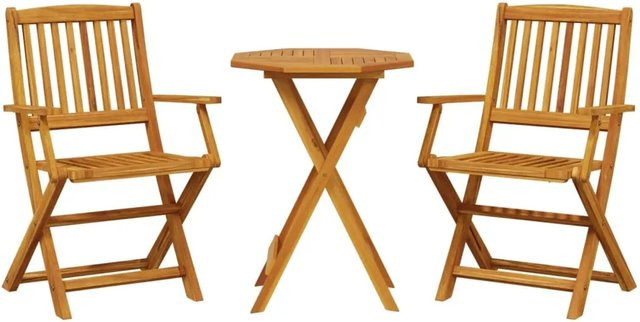 vidaXL 3-teiliges Bistro-Set aus Akazienholz klappbar, braun, B/T/H: 60 x 57 x 3295250 cm - Bild 1