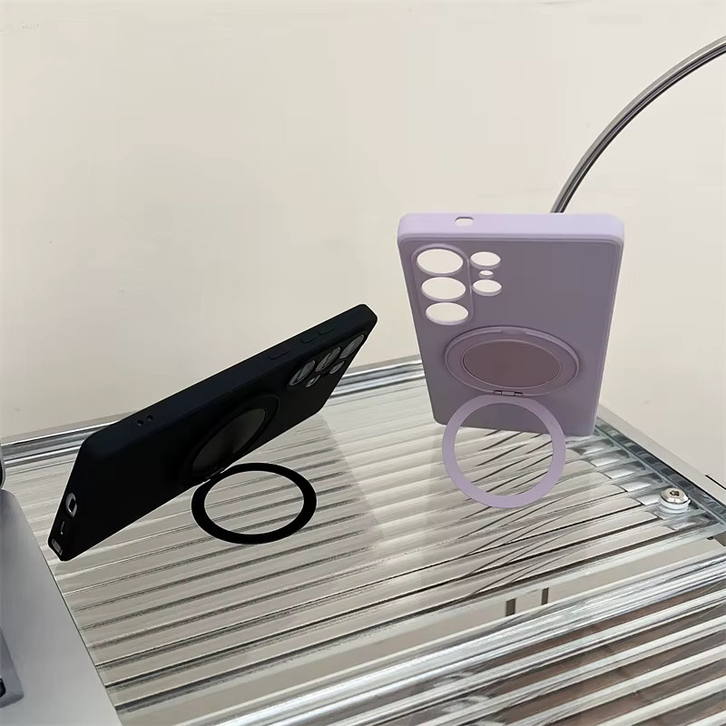 Silikon Schutzhülle mit magnetischer Halterung für Samsung Galaxy S25 S24 S23 S22 S21 S20 Ultra FE in Schwarz - Bild 2