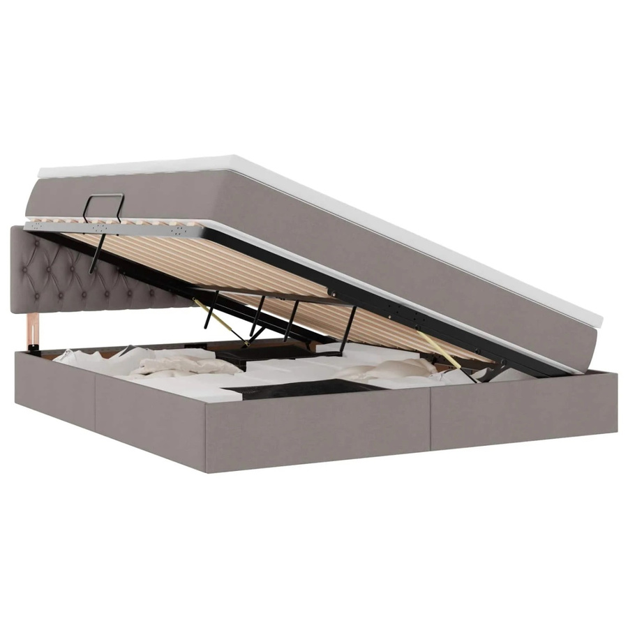 vidaXL Bett mit Stauraum und LED inklusive Matratze in Taupe, B/T: 160 x 200 cm - Bild 2