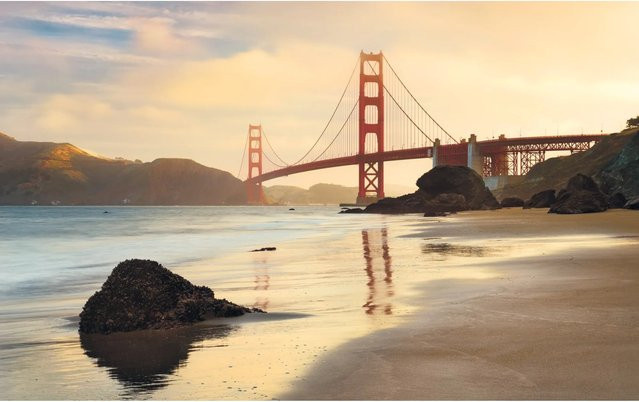 Komar Fototapete Vlies Golden Gate, Multicolor, B: 400 cm, H: 250 cm - Bild 1