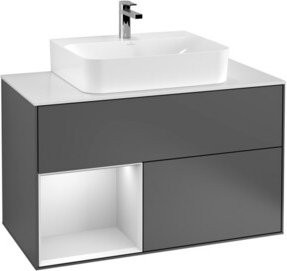 V&B Waschtischunterschrank Finion 100 mit Wandbeleuchtung, Anthrazit lackiert, B/T/H: 100 x 50,1 x 50,1 cm - Bild 1