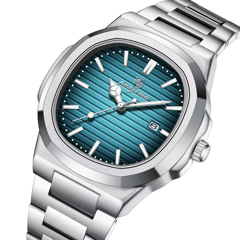 PAAZOMU Armbanduhr, Quarz, Edelstahl, eckig, Blau, Herren - Bild 5
