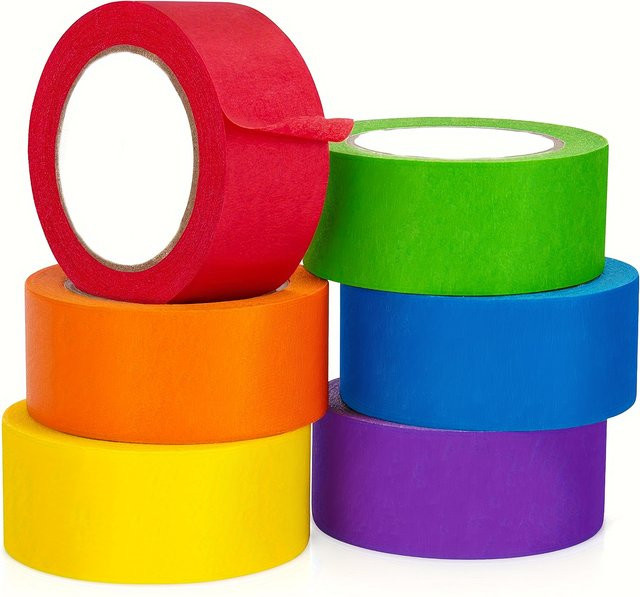 6 Rollen farbiges Abdeckband Regenbogen-Malerei-Klebeband für Kinder und Heimwerker, Breite: 2,5 cm, Multicolor - Bild 1