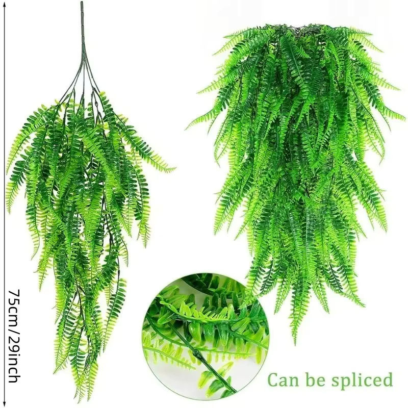Künstliche Farnpflanze in Grün als hängende Ranke mit Blättern zur Wand- und Raumdekoration - Bild 2