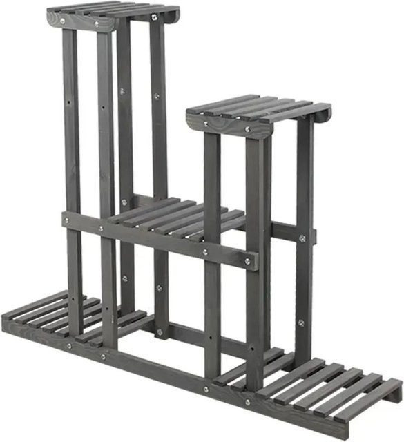 PROREGAL Blümenstand FLORANGE aus Kieferholz mit 5 Ablagen, Farbe Grau, H x B x T: 116 x 95 x 25 cm - Bild 1