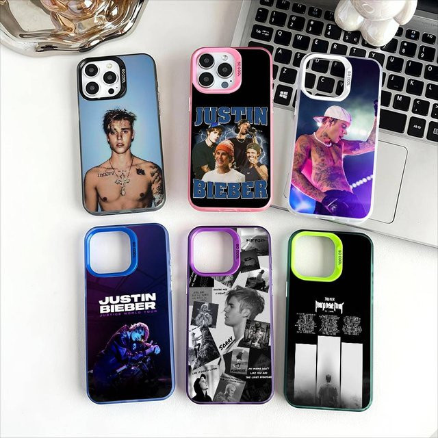 Modische J-Justin Bieber Handyhülle für Apple iPhone 11 12 13 14 15 16 Pro Max Plus mit Protect Plating Design - Bild 1