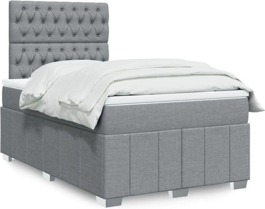 vidaxl Boxspringbett mit Matratze aus Stoff in Grau, B/T/H: 190 x 120 x 150,5 cm - Bild 1