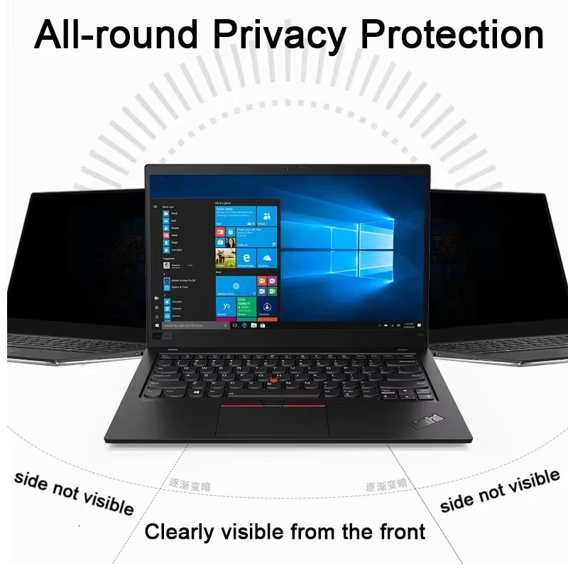 Anti-Spionage-Sichtschutzfolie für Laptop 14 und 15,6 Zoll (16:9) in Schwarz, Matte Displayschutzfolie mit Anti-Glare-Effekt für Notebook und PC - Bild 2