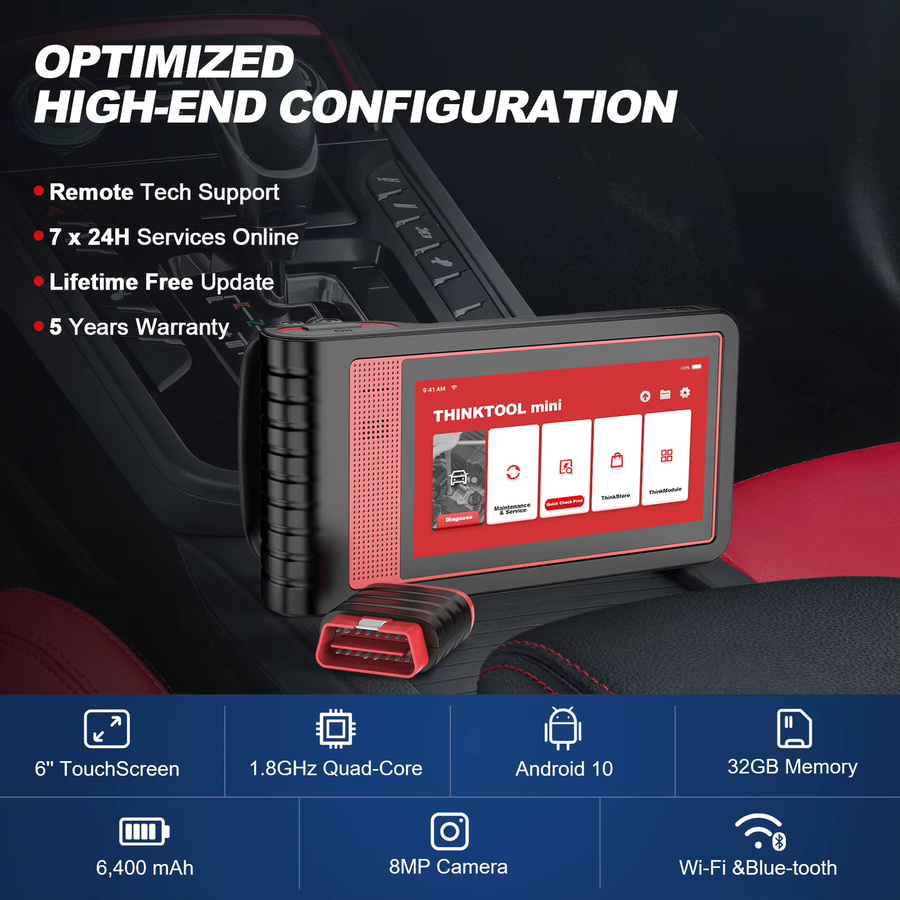 THINKCAR Thinktool Mini 2 CANFD OBD2-Scanner Auto-Diagnosegerät in Schwarz mit Vollsystem-Diagnose und 28 Resets - Bild 6