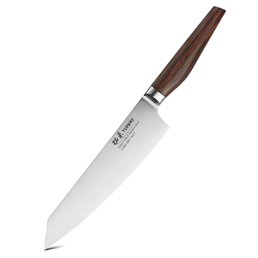 Turwho Kiritsuke Messer aus High Carbon Edelstahl x50cr15mov in Silber mit Holzgriff, 21,59 cm - Bild 7