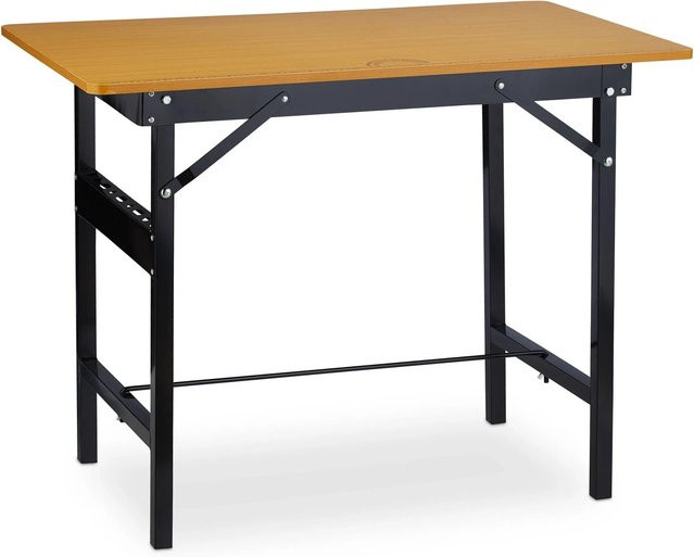 Relaxdays Klappbare Werkbank aus Stahl und MDF in Schwarz, Beige und Braun, B/T/H: 100 x 60 x 76 cm - Bild 1