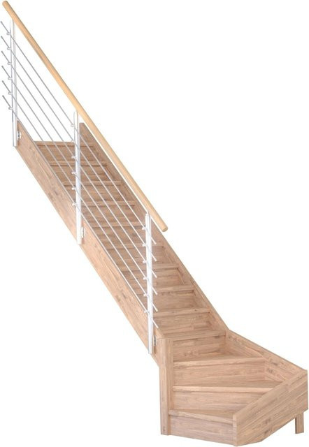 StarWood Treppen-Set Mykonos Pro Eiche Design-Geländer aus Edelstahl, Farbe Braun, Breite: 80 cm - Bild 1