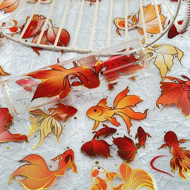 50 Stück Koi Xianrui Transparente PET Dekorative Aufkleber Set in Multicolour für DIY Laptop Wasserbecher und Taschen - Bild 1