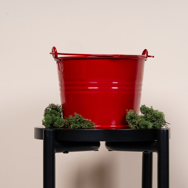 Metall Eimer mit Henkel von BLUME2000 in Rot, Höhe: 19,5 cm, Breite: 15,5 cm, Tiefe: 15,5 cm - Bild 1