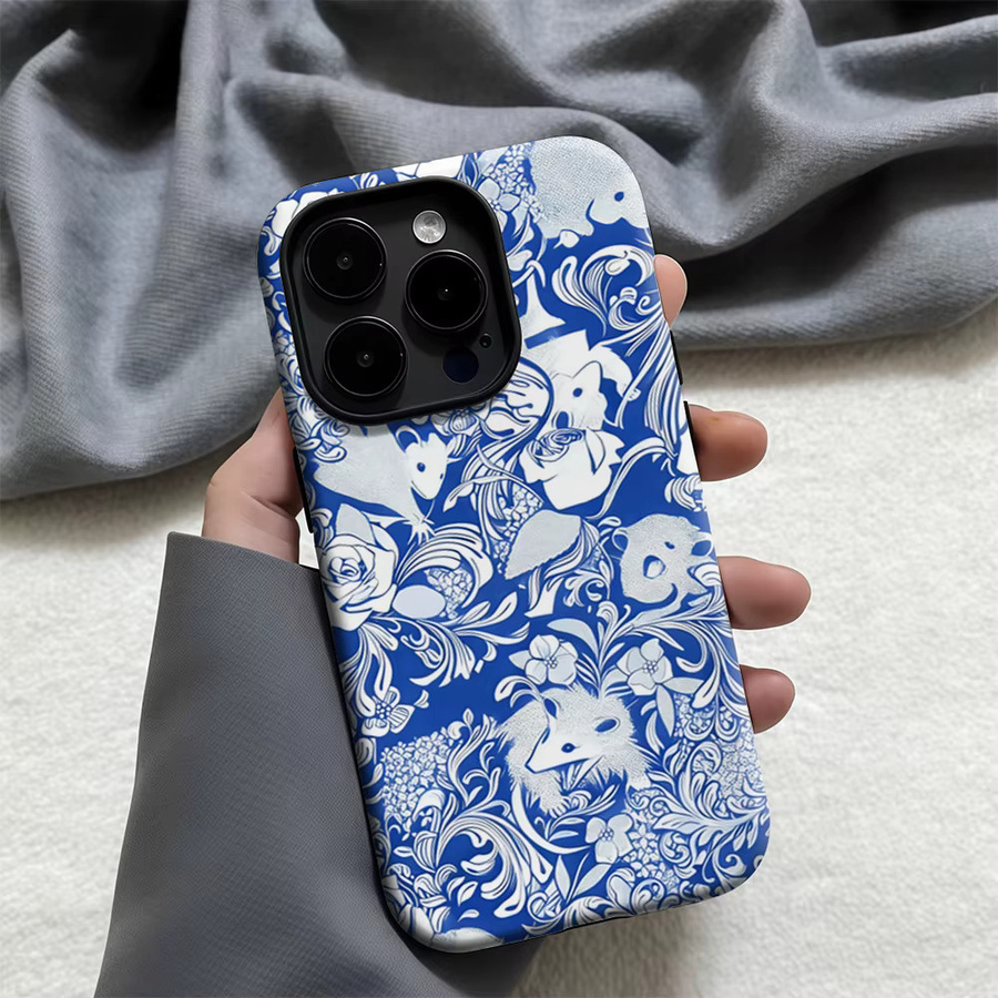 Casegame Matte MagSafe Bumper Hülle für iPhone 17 16 15 14 13 Pro Max mit blauem Waldmuster - Bild 2