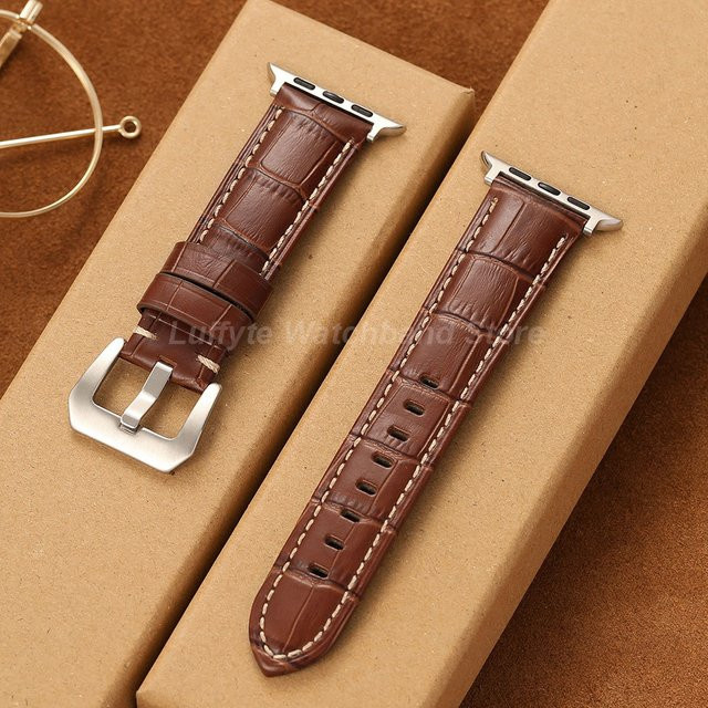 luffyte Uhrenarmband Leder, Schwarz - Bild 1