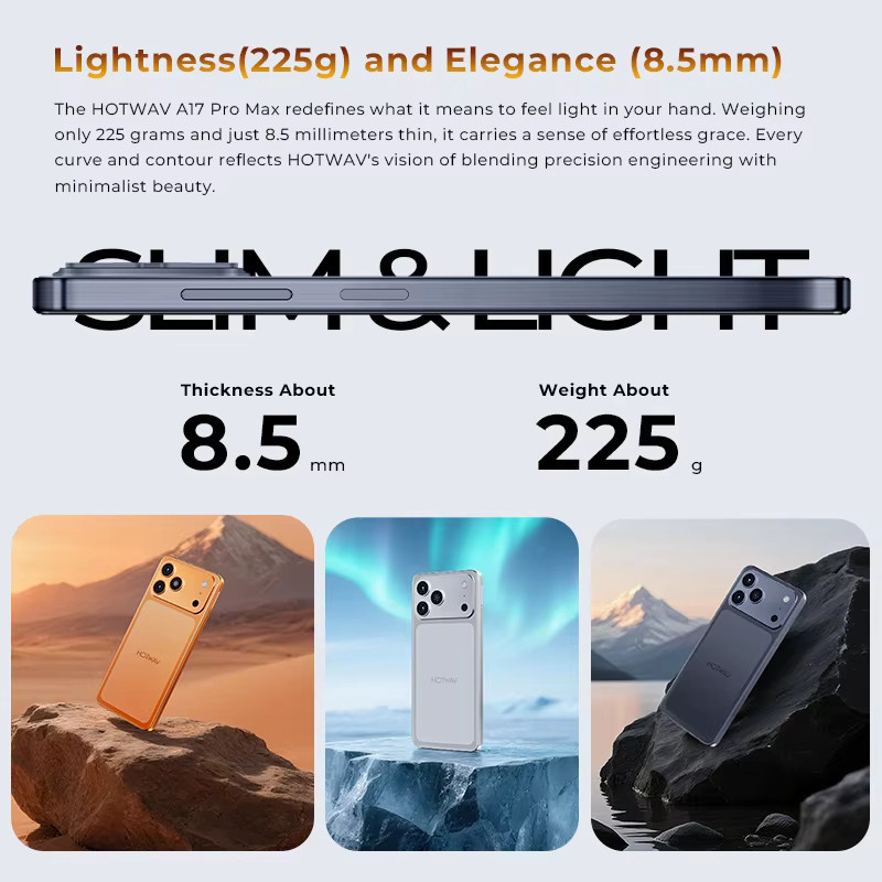 HOTWAV A17 Pro Max Smartphone mit 6,75 Zoll 120Hz Display, 256GB Speicher, 4GB RAM, Android 15 und 5160mAh Akku in Schwarz - Bild 4