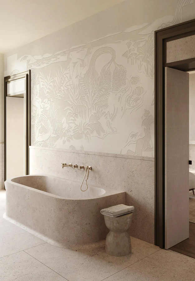 Isidore Leroy Mural Eternelles Pierre Wandgestaltung Panel A in Beige mit floralem Frühlingsmotiv aus Papier - Bild 1