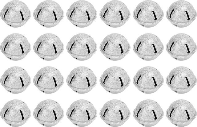 24 Stück Igeteck Weihnachtsglocken aus Eisen in Silber, Frosted Pentagramm-Form, Durchmesser: 40 mm - Bild 1