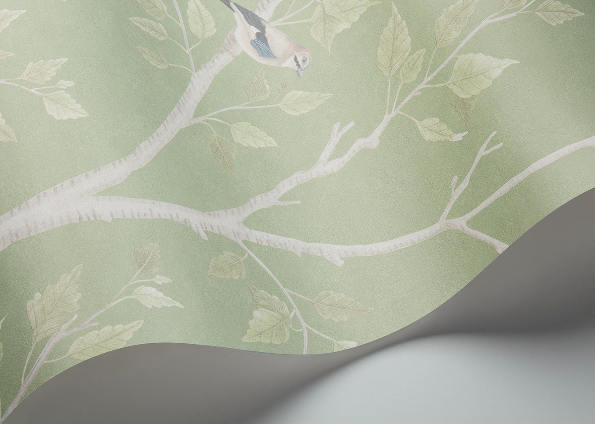 Cole & Son Mural Seasonal Woods Tapete in Jade und Weiß - Bild 1