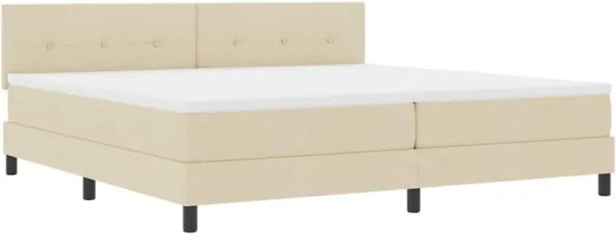 vidaXL Boxspringbett mit Matratze in Beige aus Stoff, B/T/H: 200 x 200 x 88 cm - Bild 1